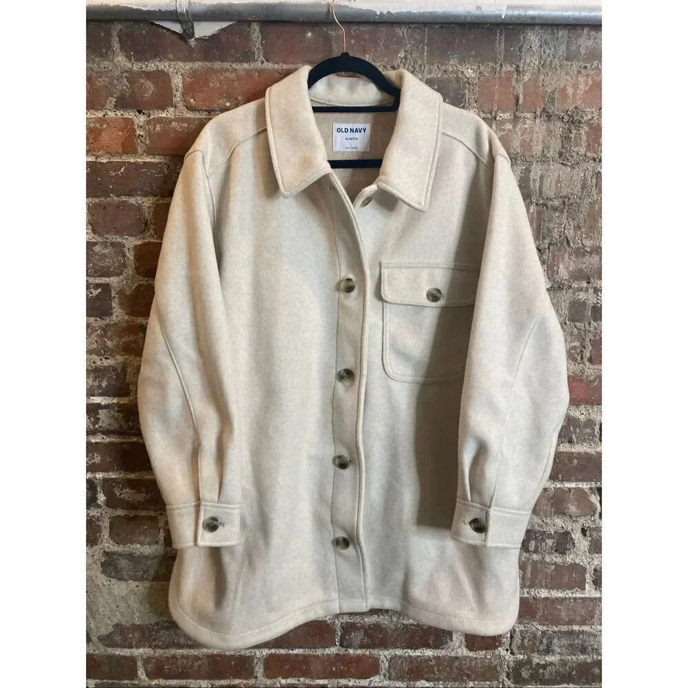 OLD NAVY • Oatmeal Cream Beige Flannel Shacket • Ladies XL Petite